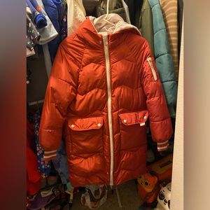 Puffer jacket warm puffy jacket orange red